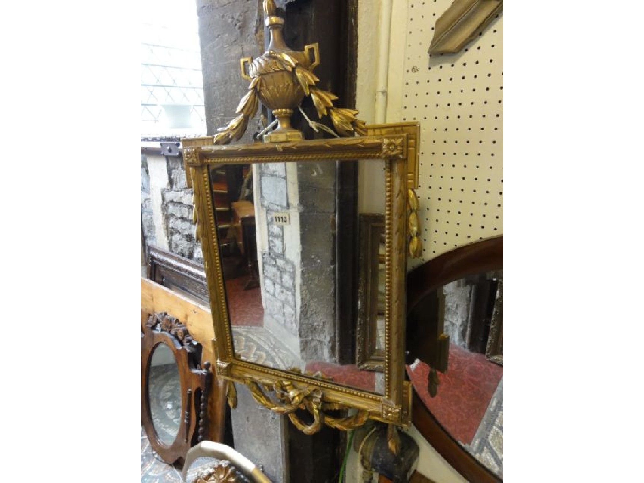 Appraisal: A Georgian style wall mirror of rectangular form the stepped