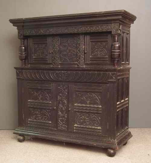 Appraisal: A Victorian panelled ''Black Oak'' court cupboard of '' th