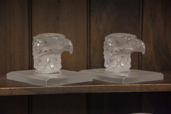 Appraisal: PAIR OF LALIQUE BOOKENDS Tete d'Aigle crystal bookends depicting eagles