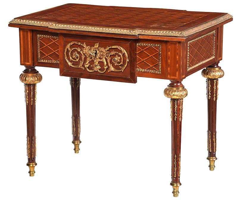 Appraisal: Louis XVI Style Bronze Mounted Low Table French th century