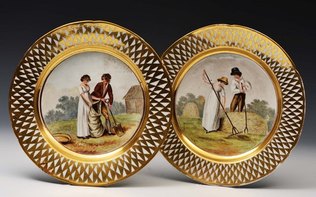 Appraisal: A PAIR OF ENGLISH PROBABLY COALPORT CABINET PLATES in the