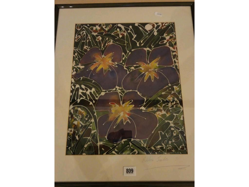 Appraisal: A study of purple flowers in the screen print style