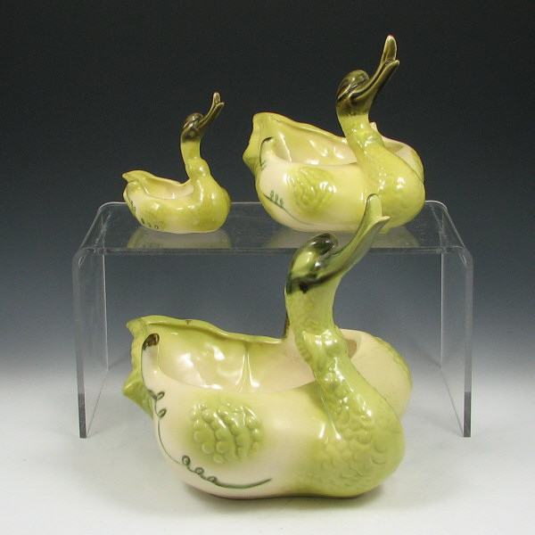 Appraisal: Hull Novelty Swans Lot of three swans in chartreuse and