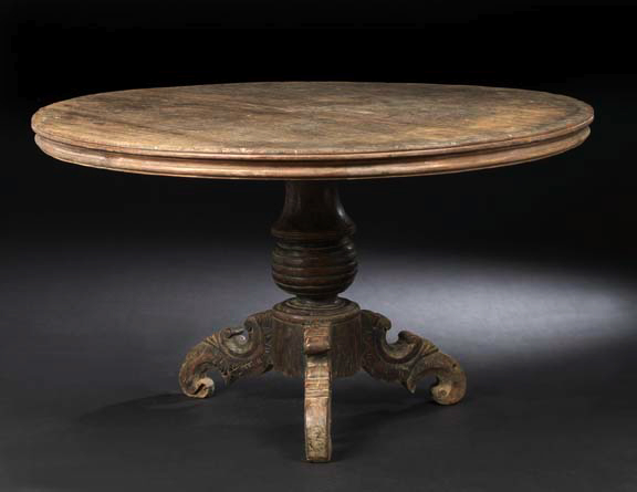 Appraisal: Indian Oak Center Table mid- th century the circular top