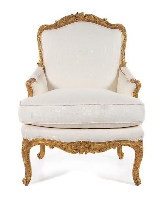 Appraisal: A Regence Giltwood Bergere Height inches A Regence Giltwood Bergere