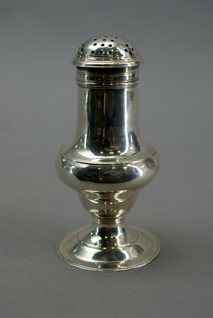 Appraisal: A baluster form sterling silver muffineer by George Smith Londong