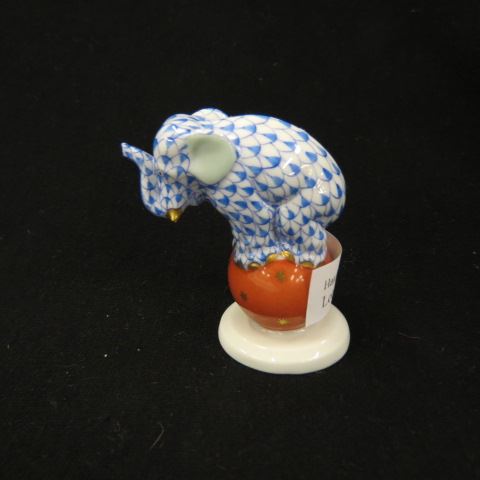 Appraisal: Herend Porcelain Fishnet Figurine of ancircus elephant on a ball