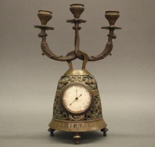 Appraisal: French bronze candelabrum barometer A late th century French bronze