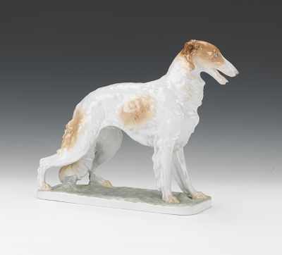 Appraisal: A German Porcelain Borzoi Dog Large porcelain figurine of a