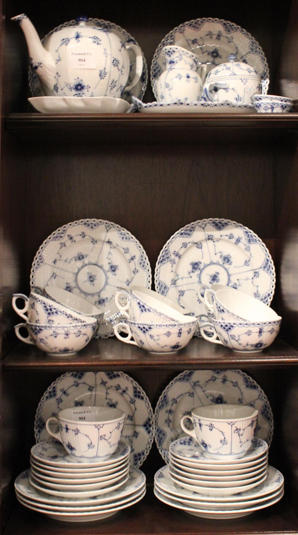 Appraisal: ROYAL COPENHAGEN 'BLUE FLUTED HALF LACE' PART SERVICE blue wave