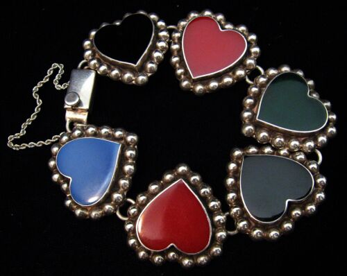 Appraisal: LARGE HEART LINK - STERLING SILVER BRACELET