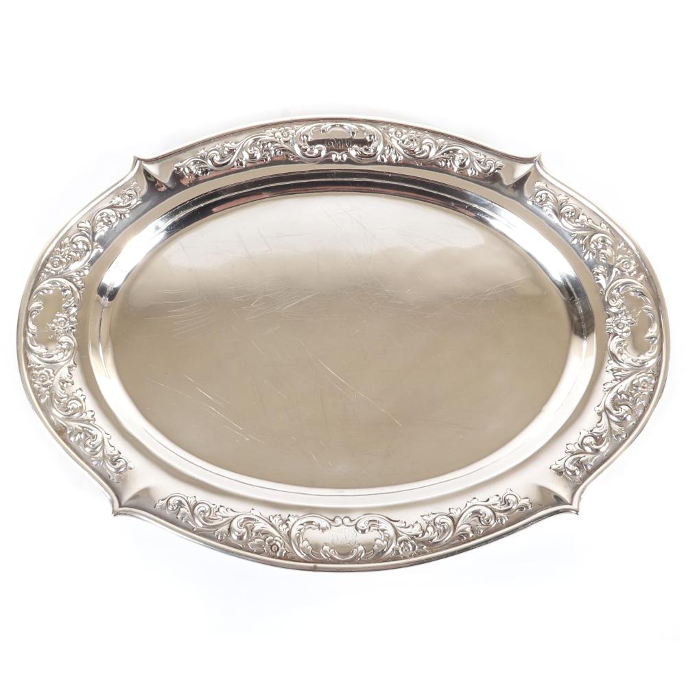 Appraisal: ANTIQUE INTERNATIONAL EARLY MARK AMERICAN STERLING SILVER PRESENTATION PLATTER TRAY