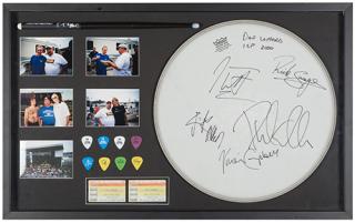 Appraisal: Def Leppard Autographed Concert Memorabilia Display Shadowbox display incorporating memorabilia