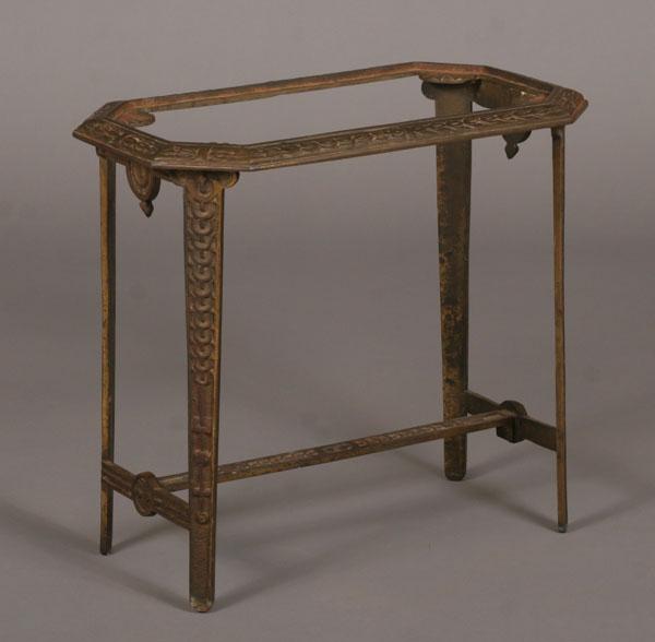 Appraisal: Art Deco cast iron table with interlocking foliate designs throughout