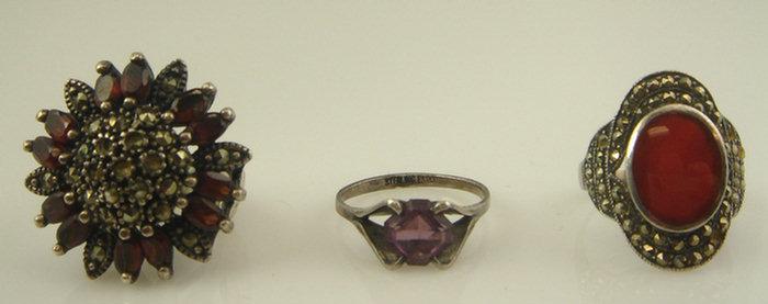 Appraisal: sterling silver rings with marcasites each missing some one with