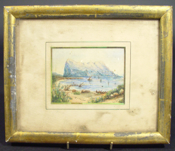 Appraisal: Small unsigned watercolour believed to be the Rock of Gibraltar