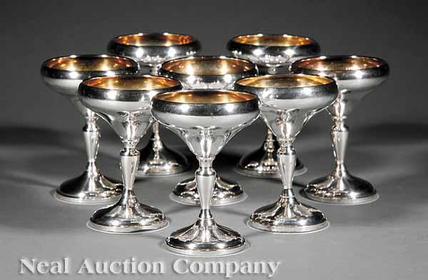 Appraisal: A Set of Eight American Sterling Silver Dessert Coupes each