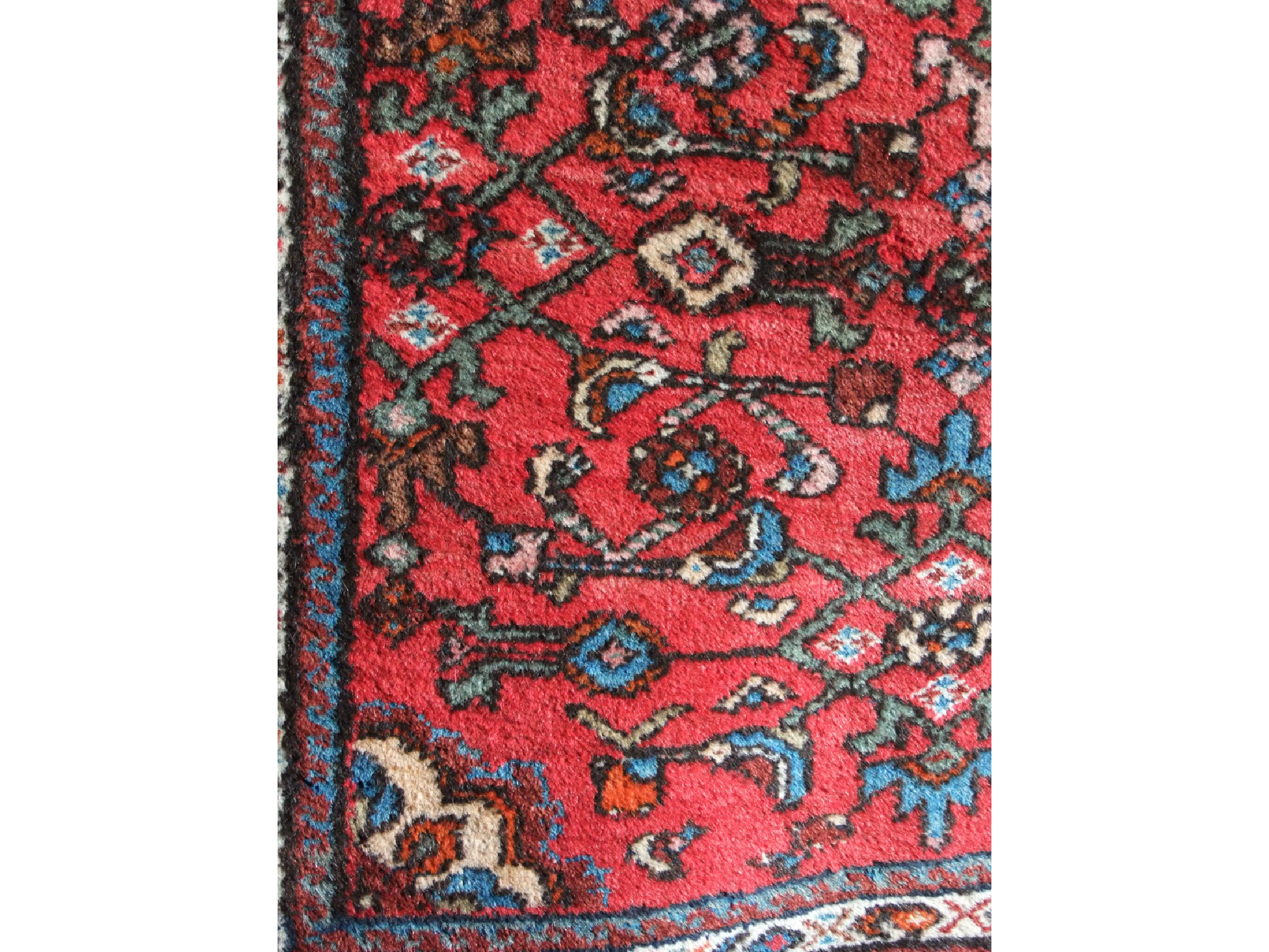 Appraisal: A eastern style wool rug the central red field interspersed