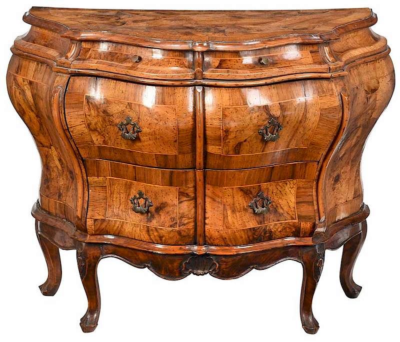 Appraisal: A Venetian Baroque Style Figured Walnut Commode Continental th century