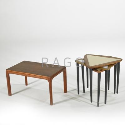 Appraisal: AKSEL KJERSGAARD JAMESWAY Teak side table and three walnut and