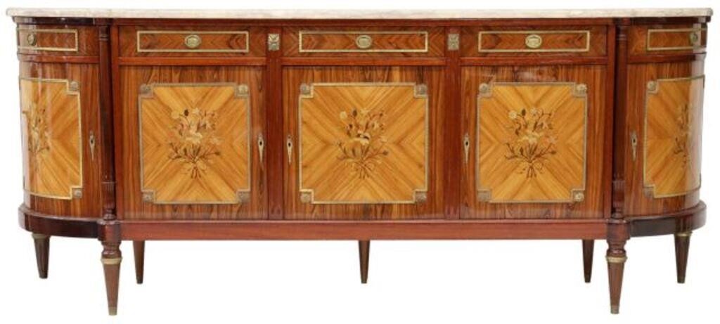 Appraisal: French Louis XVI style marble-top rosewood sideboard th c case