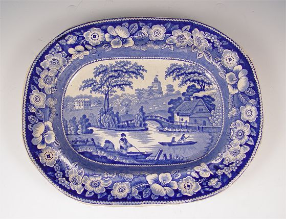 Appraisal: STAFFORDSHIRE ENGLISH FLO BLUE PLATTER Podmore Walker Co Tunstall Ac