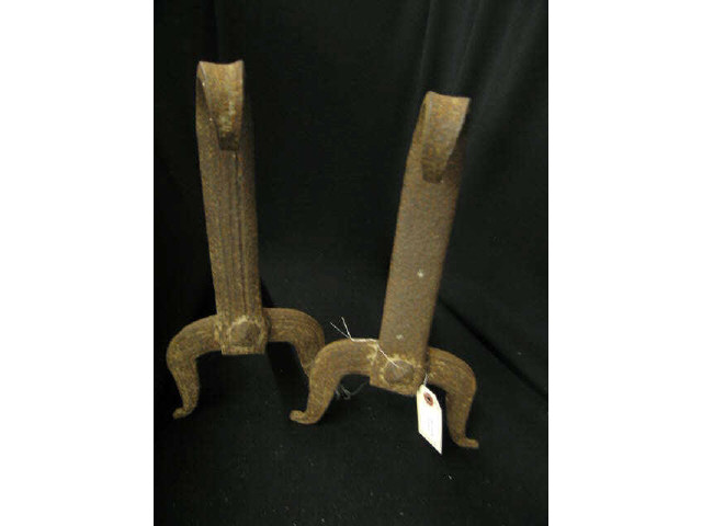 Appraisal: Pair of Hand Wrought Iron Andirons