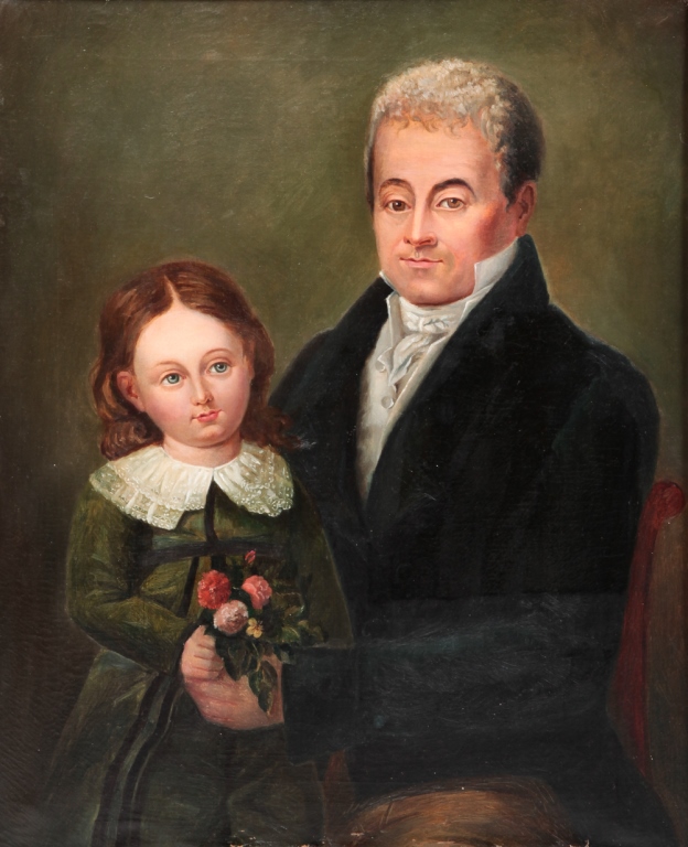 Appraisal: PORTRAIT OF FATHER AND DAUGHTER American school ca s Oil