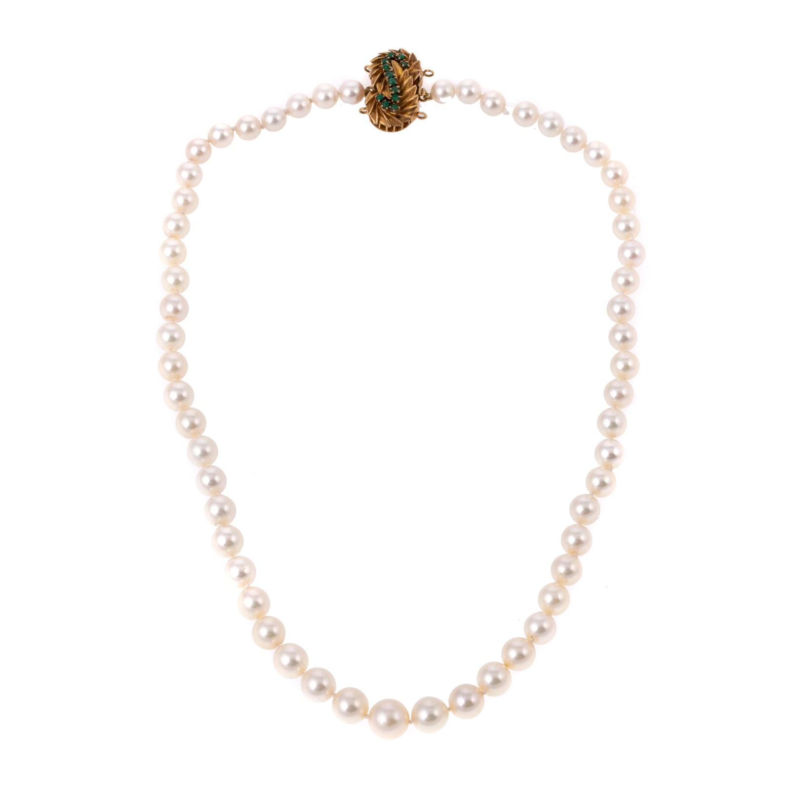 Appraisal: K YELLOW GOLD SINGLE STRAND PEARL NECKLACE K yellow gold