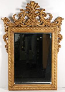 Appraisal: Large Carved Giltwood Mirror With ornate scrolling foliage anthemion and