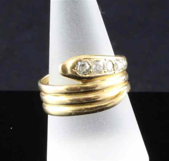 Appraisal: An ct gold diamond set serpent ring size U gross