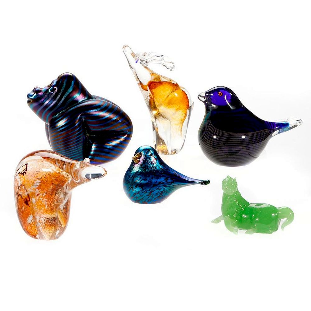 Appraisal: Six art glass paperweights Six art glass paper weights by