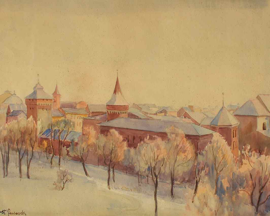 Appraisal: PACIOREK Stanislaw - Snow Scene Outside the European City Watercolor