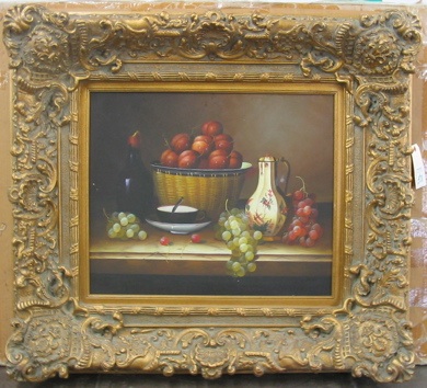 Appraisal: AMERICAN SCHOOL th century Oil on canvas Still life with