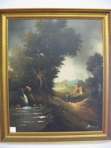 Appraisal: Oil on Canvas of European Landscape signed Diana x image