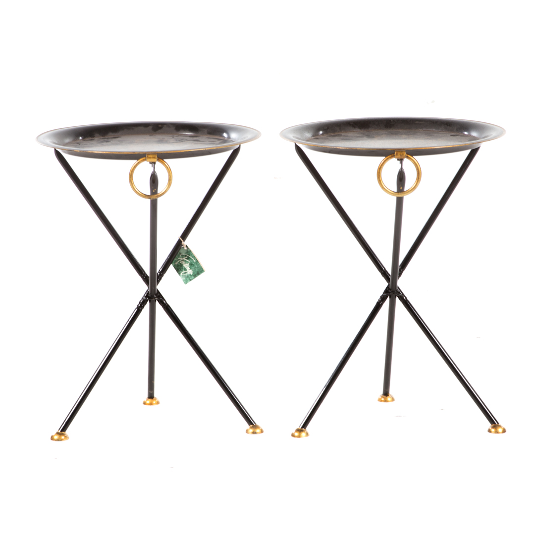 Appraisal: Pr Italian ebonized and gilt toleware side tables th century