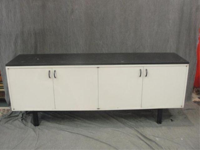 Appraisal: Midcentury White Lacquer Black Slate Credenza From a Rye estate