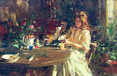 Appraisal: Richard Schmid Jan in the Morningoil on masonite x in