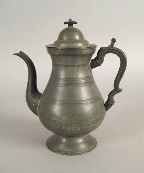 Appraisal: New York or Connecticut pewter coffee pot ca bearing the