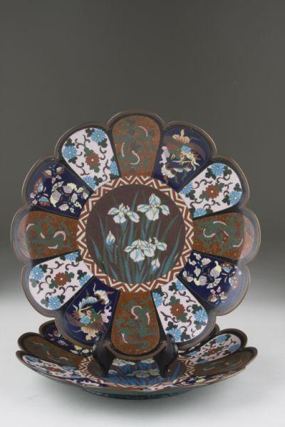 Appraisal: Pair of Japanese Cloisonne Chargers late th c each with