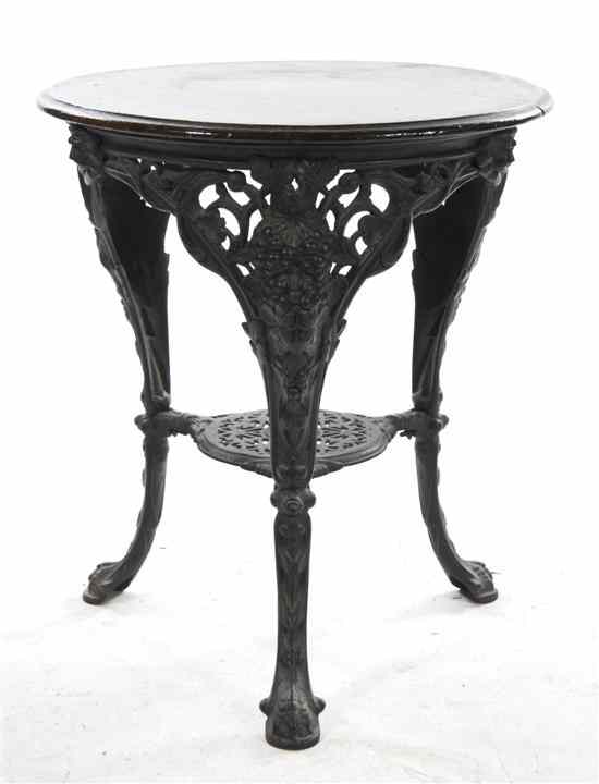 Appraisal: A Victorian Wrought Iron Center Table having a circular top