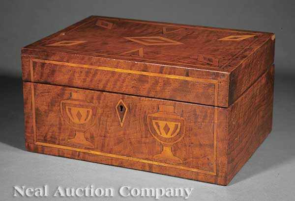 Appraisal: An Antique American Mahogany and Satinwood Inlaid Valuables Box inlaid