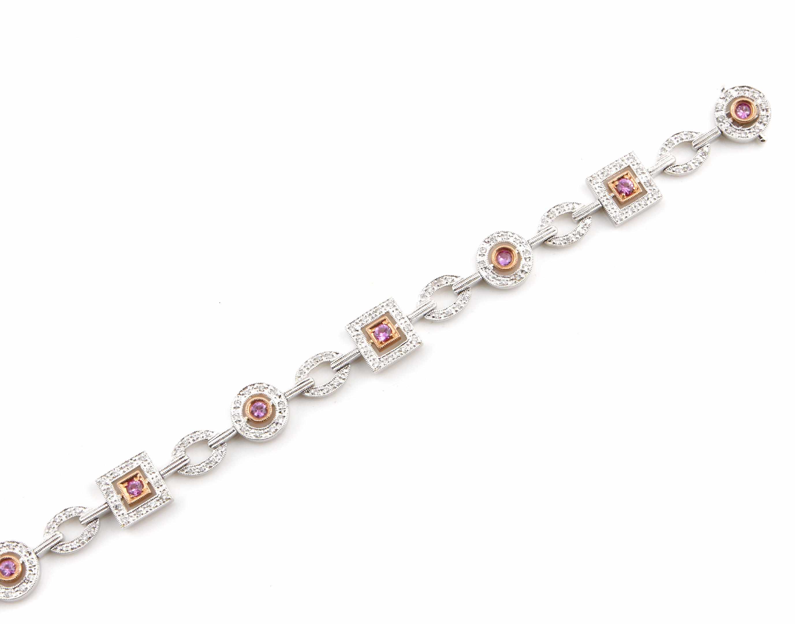 Appraisal: A pink sapphire and diamond bracelet mounted in k bicolor