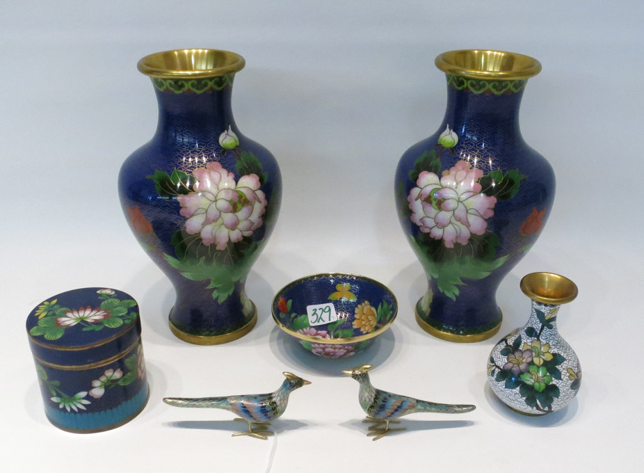 Appraisal: SEVEN PIECES OF CHINESE CLOISONNE in a variety of colors