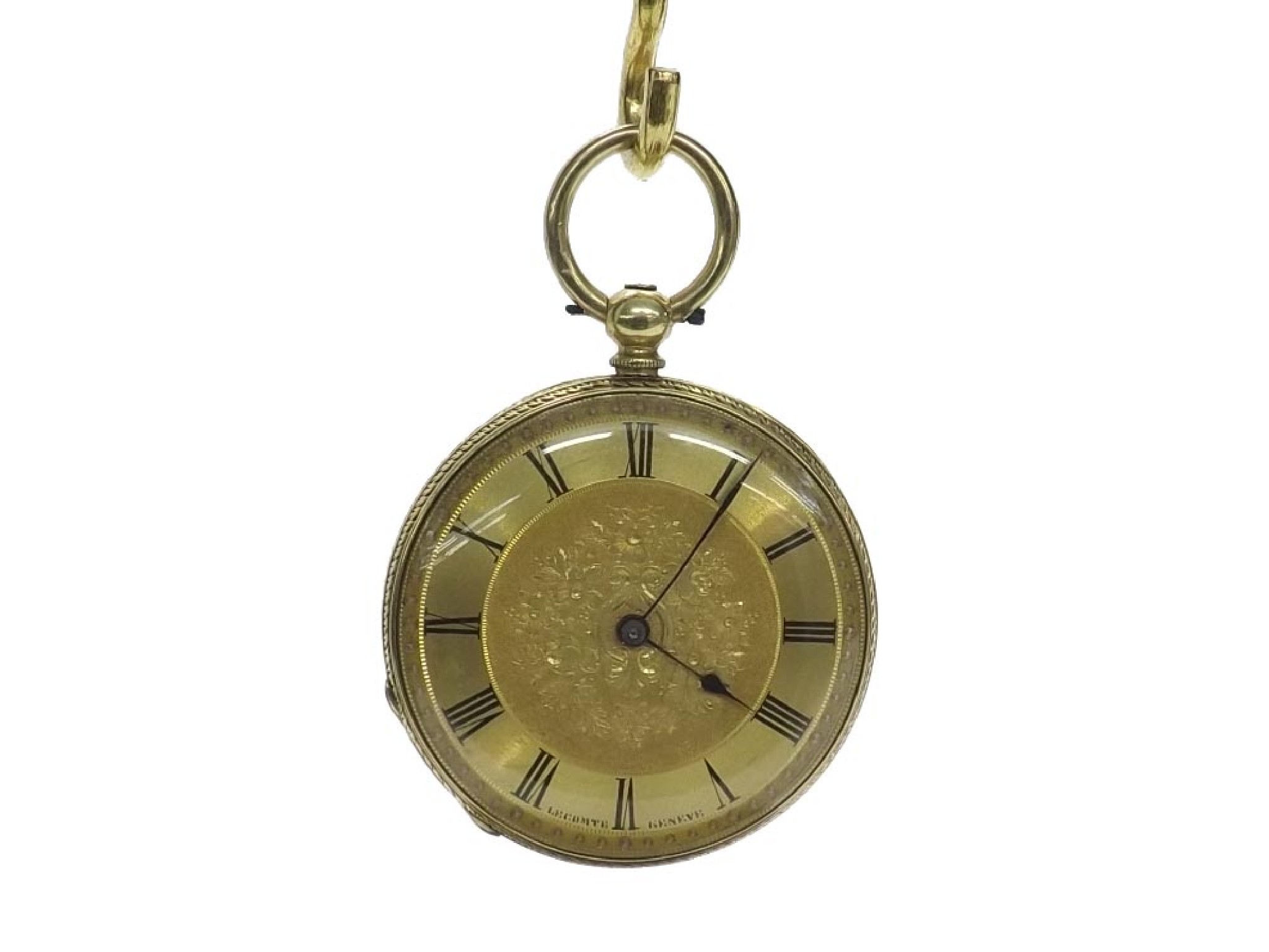 Appraisal: Interesting Le Comte Geneve k fob watch frosted gilt bar