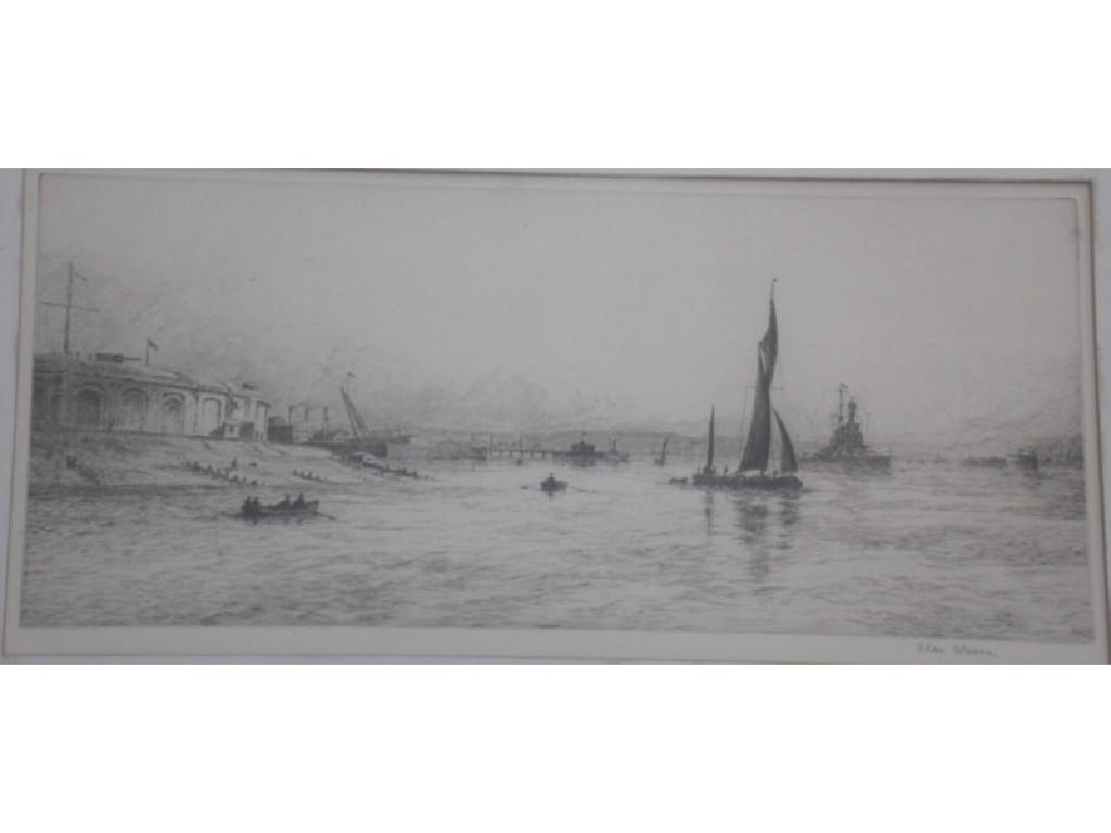 Appraisal: After Alan Moore Medway at Sherness etching signed glazed and