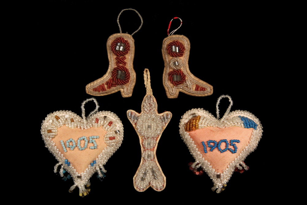 Appraisal: PAIR SINGLE IROQUOIS BEADED TOKENS - Including Pair of Tall