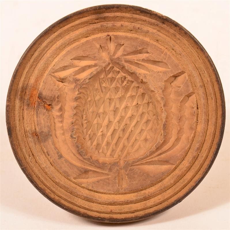 Appraisal: Pennsylvania Carved Pineapple Butter print Pennsylvania th Century Single Piece