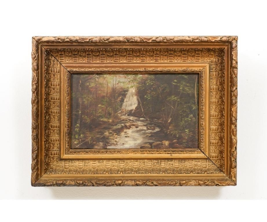 Appraisal: Small oil on canvas of a stream in the woods