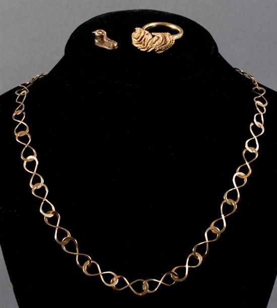 Appraisal: Group of K gold jewelry including lady's ''infinity'' form link